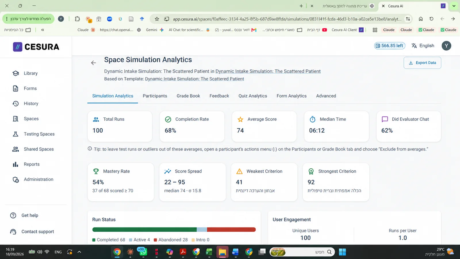Simulation analytics